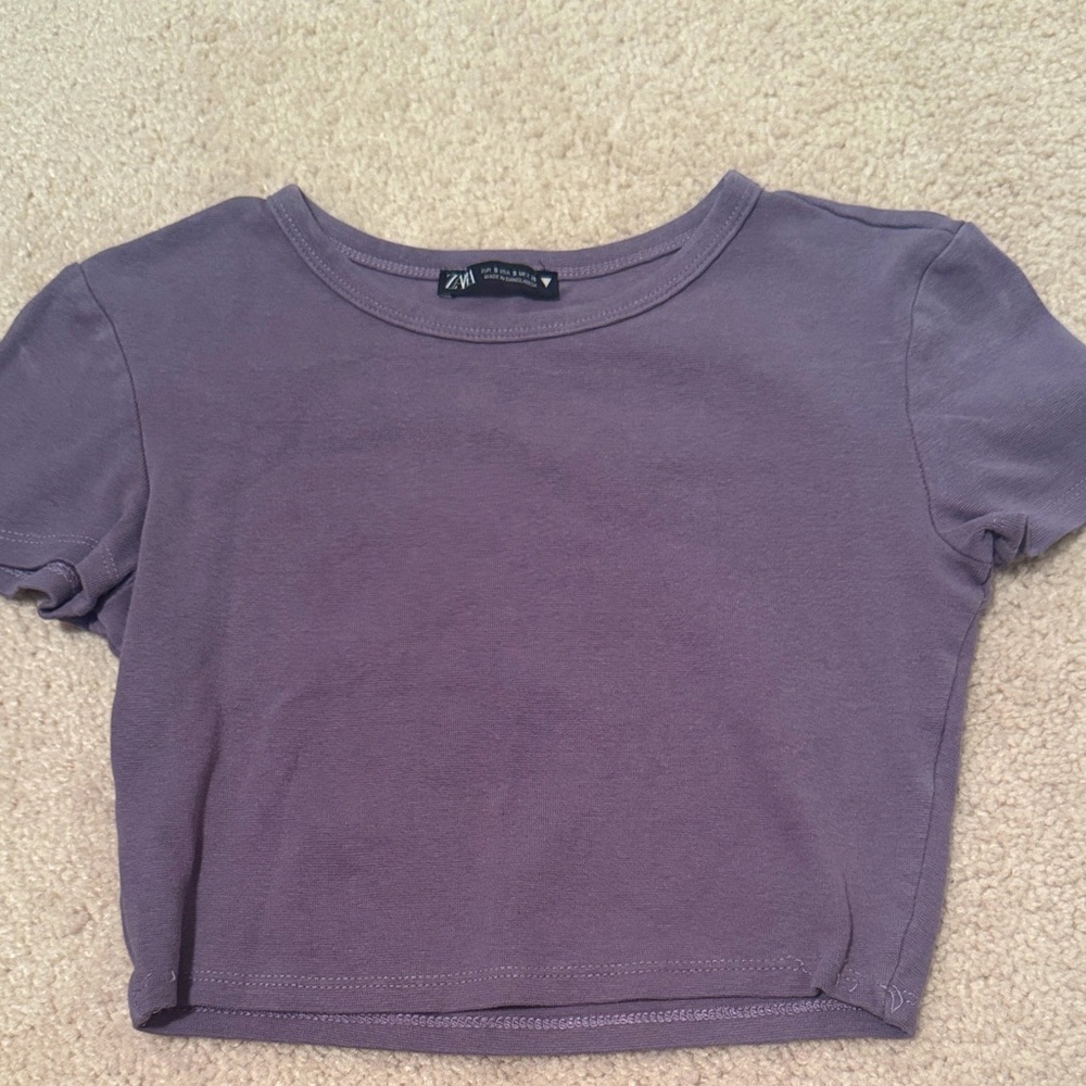 Zara Lavender Cropped Tee